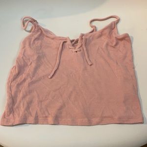 pink crop top, spaghetti straps